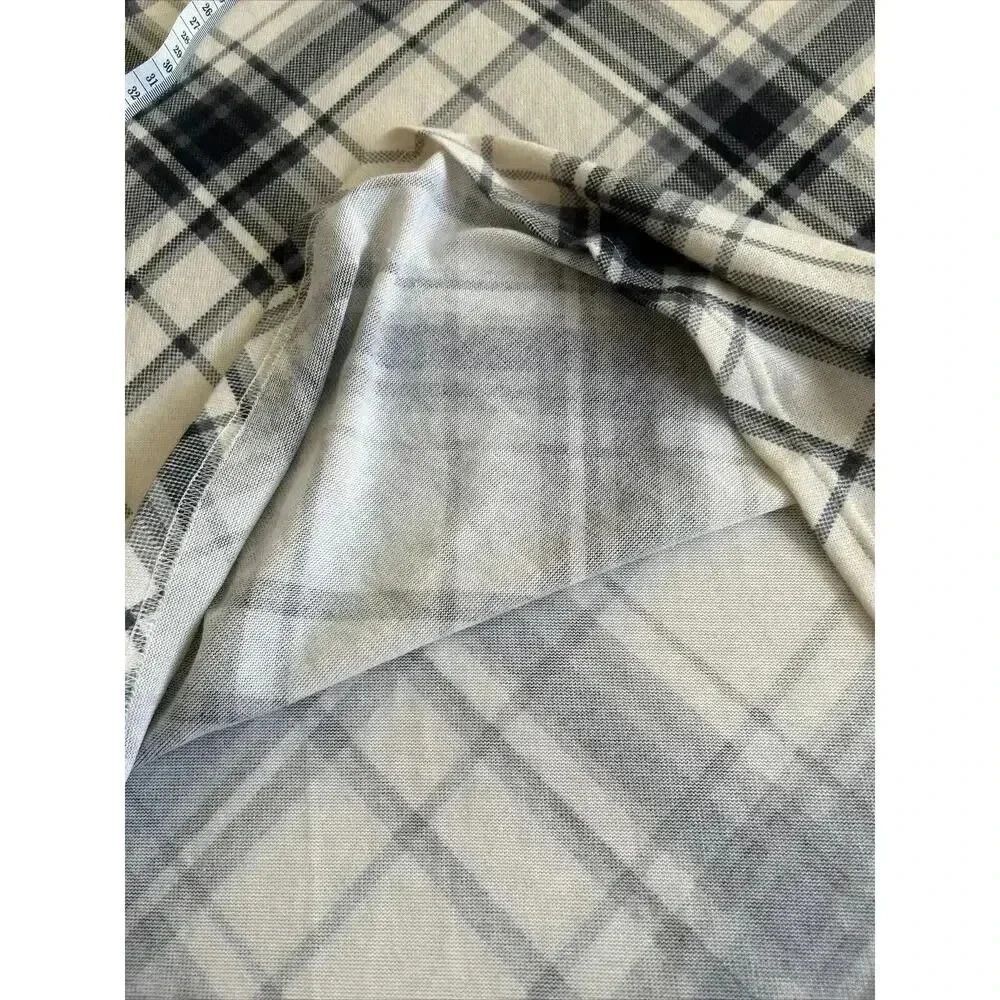 Chetta B Plaid Flannel Trapeze Dress Black & Cream Removable Cowl Size Med - Picture 15 of 16